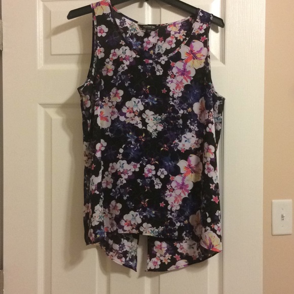 Express Tops - Floral tank with flare back
